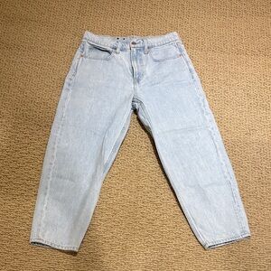 GAP High Rise Barrel Petite Jeans in Light Blue